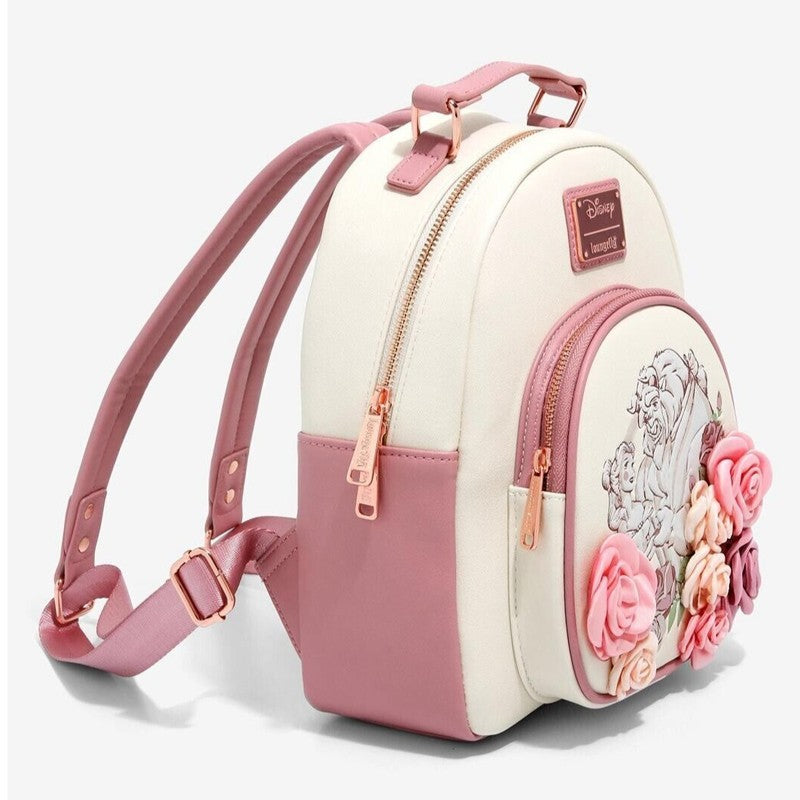 Bolsa Mini Mochila Loungefly A Bela e a Fera Série Princesas Cogsworth ?Lumiere Chip? Cosplay