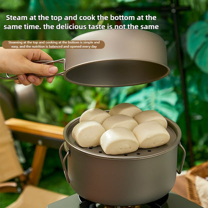 Titanium Outdoor Pot Set Picnic Camping Set Tableware Foldable Lightweight Portable Soup Pot Cooking Pot Set
