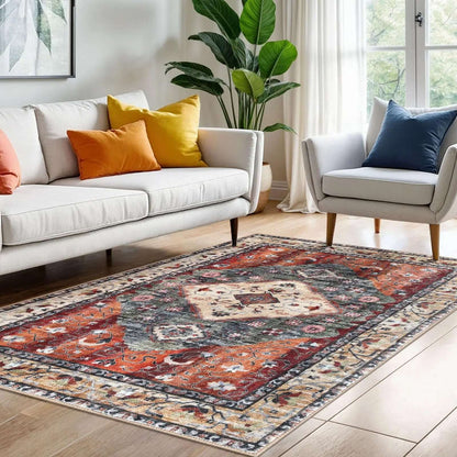 VIKAMA Persian Flannel Carpet Living Room Mat Hallway Mat Sofa Mat Bedroom Bedside Rug Long Rug Non-slip Washable Home Decor