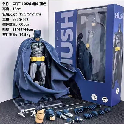 New CT Toys Batman Hush Versão Azul Mafex 105 Bat Man Versão Preta Dc Anime Action Figure Figura Modelo Estátua Presentes Brinquedos