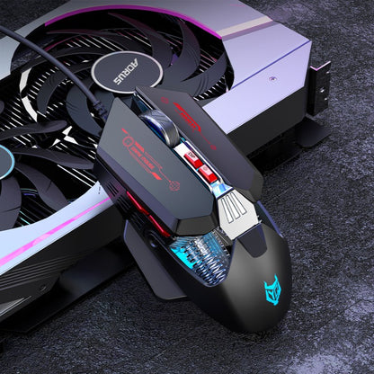 1K Hz Gaming Mouse Wired APAYADO T4 RGB Mouse with Ultra-light Cord 60IPS,12800DPI for Laptop/Computer