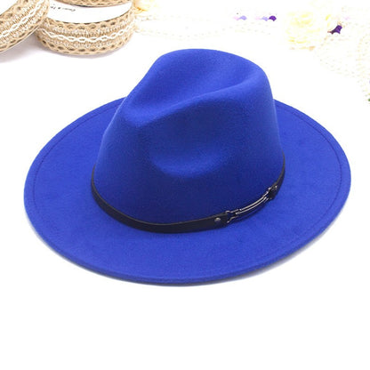 Men's fedora hat Men's and women's universal solid color fedora hat Women's 10 color wide brim jazz hat Autumn and winter Britis