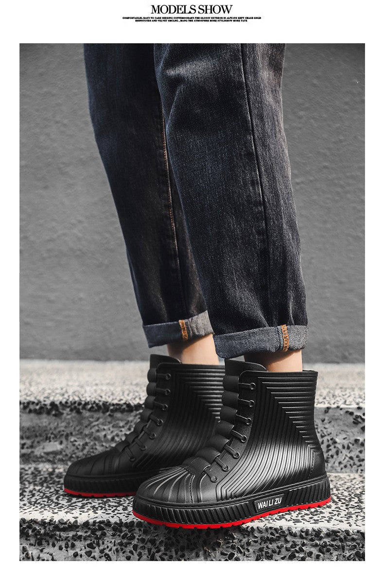 Versatile Casual Short-barreled Waterproof Shoes Men Women Lined With Fleece Warmth Anti-slip Wear-resistant Outdoors Rain Boots