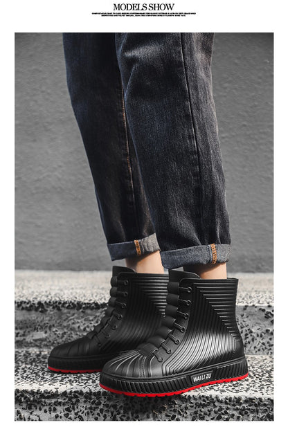 Versatile Casual Short-barreled Waterproof Shoes Men Women Lined With Fleece Warmth Anti-slip Wear-resistant Outdoors Rain Boots