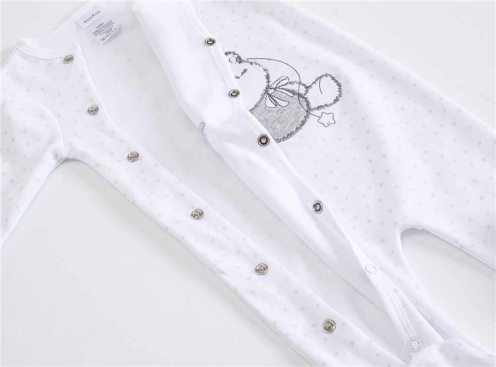 Kavkas 3 Pcs/lot Baby Boy Rompers 0-12M 100% Cotton Newborn Long Sleeve Clothes Cartoon Print Girls Items