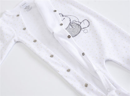 Kavkas 3 Pcs/lot Baby Boy Rompers 0-12M 100% Cotton Newborn Long Sleeve Clothes Cartoon Print Girls Items