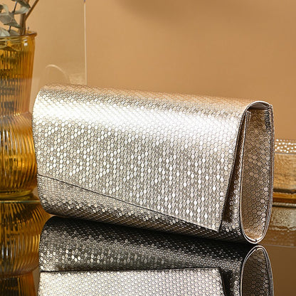 Polka Dot Metal Grain Handbag with Chain, Shoulder Hardware, Jewelry Storage Bag for Evening Dress, Large Capacity