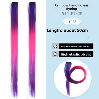 Extensões de Cabelo com Brilho em Degradê de Três Cores, Presilhas em Cabelo Sintético Arco-Íris com Brilho, Extensões de Cabelo com Brilho Resistentes ao Calor
