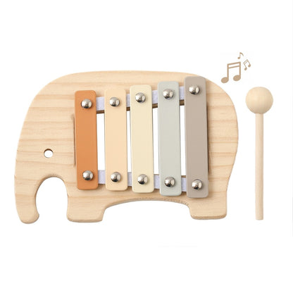 1pc Baby Wooden Rattle Wooden Elephant Xylophone Baby 0 3 Years Toys Make Sound Toys Music Rattle Wooden Kids Instruments Toys