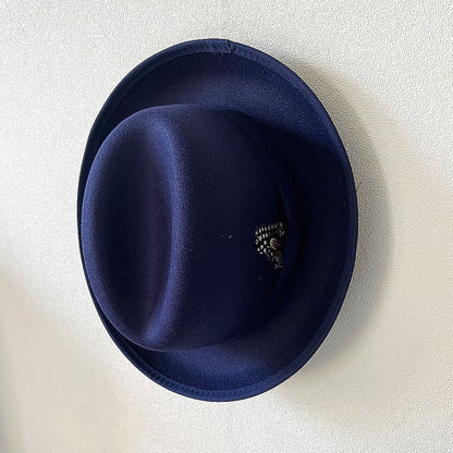 New British Style Wool Felt Fedora Hats for Men Roll Up Brim Homburg Gentleman Church Jazz Hat Party Dress Cap
