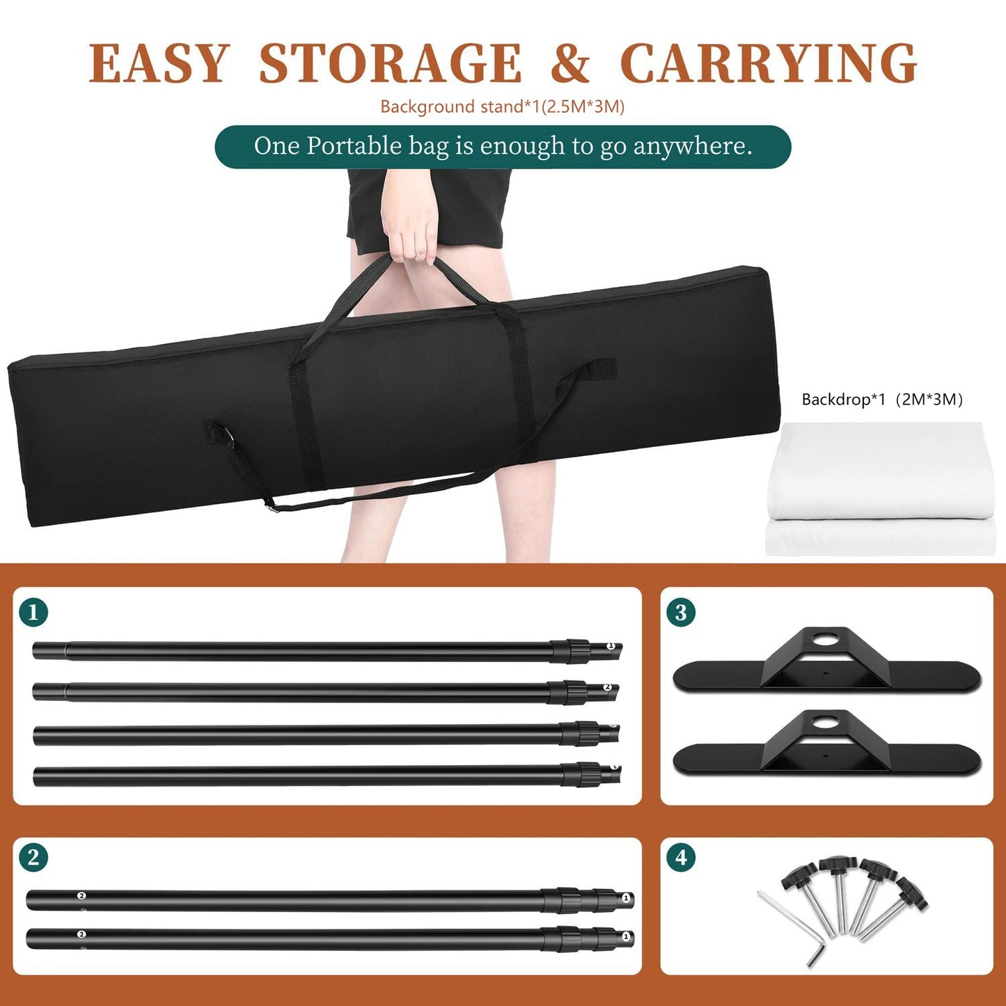 Double-Crossbar Backdrop Background Stand Frame Support System For Photography Photo Studio Video Muslin Green Screen