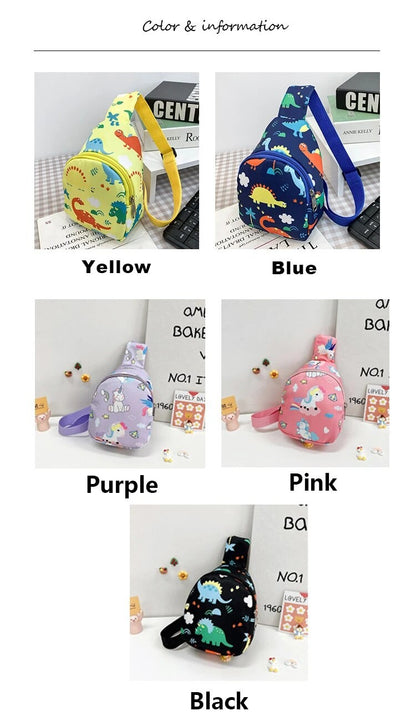 Bolsas de Ombro de Dinossauro Fofas Infantis Bolsas de Peito Casuais Novas para Meninas e Meninos Porta-Moedas de Nylon Bolsas Pequenas a Tiracolo