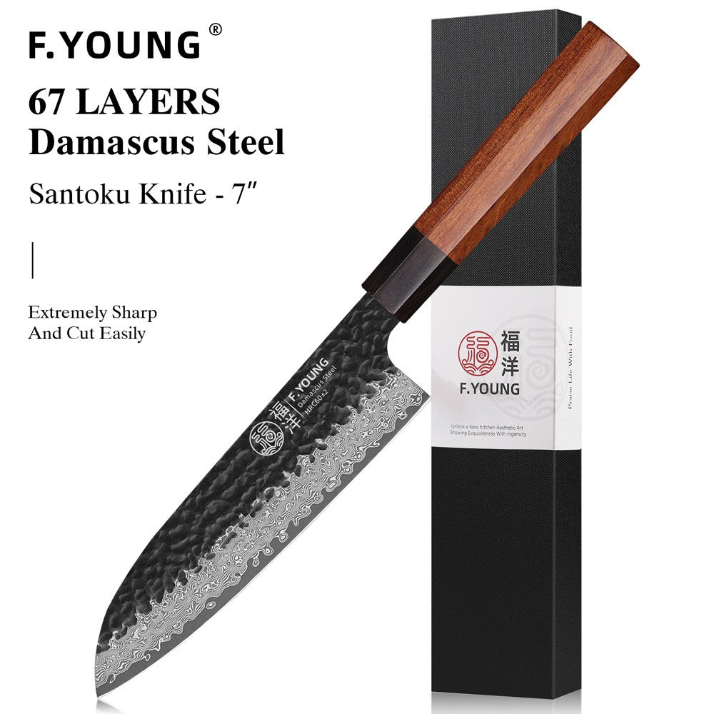 F.YOUNG Faca de Chef Japonesa Forjada à Mão Aço Damasco Facas de Cozinha Fatiar Legumes Carne Sashimi Utensílios de Cozinha