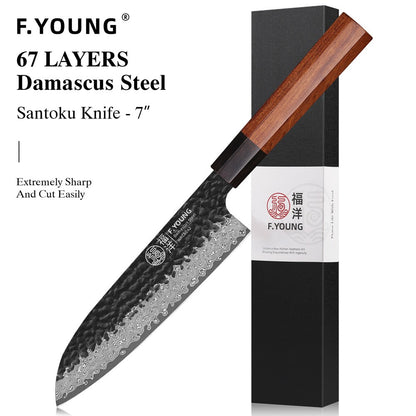 F.YOUNG Faca de Chef Japonesa Forjada à Mão Aço Damasco Facas de Cozinha Fatiar Legumes Carne Sashimi Utensílios de Cozinha