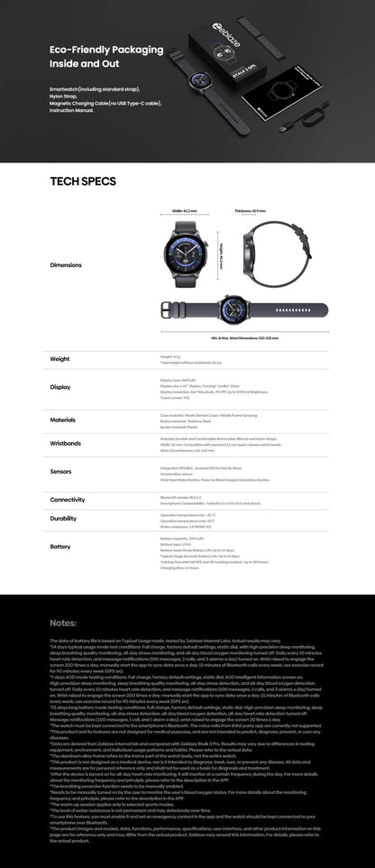 Novo Zeblaze Btalk 3 GPS Smartwatch Tela AMOLED de 1,43" Dupla Pulseira Chamada Bluetooth Relógio Esportivo Monitoramento de Frequência Cardíaca SpO2 Estresse