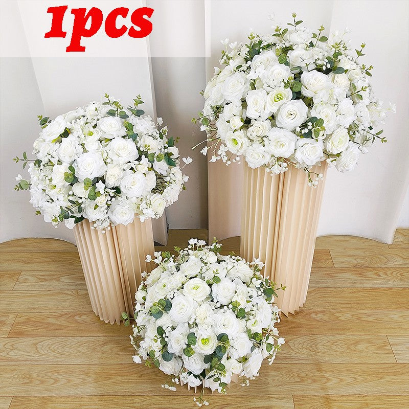 30-70cm Artificial White Rose Flower Ball, Wedding Reception Table Centerpieces, Floral Arrangement for Party Event Decor