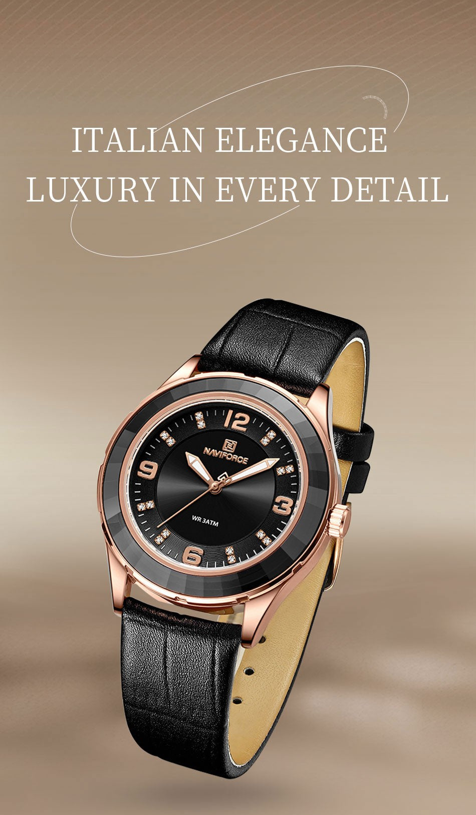 Naviforce 5040 Original New Woman Black Leather Classic Watch Ladies Girls Wristwatch Elegant Quartz Women's Watches