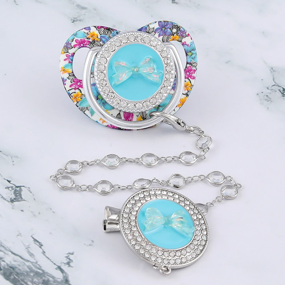 Luxury Baby Corwn Pacifier Clip For Baby Shower Gift BPA Free Silicone Pacifier Gold Bling Newborn Dummy Soother Chupetes