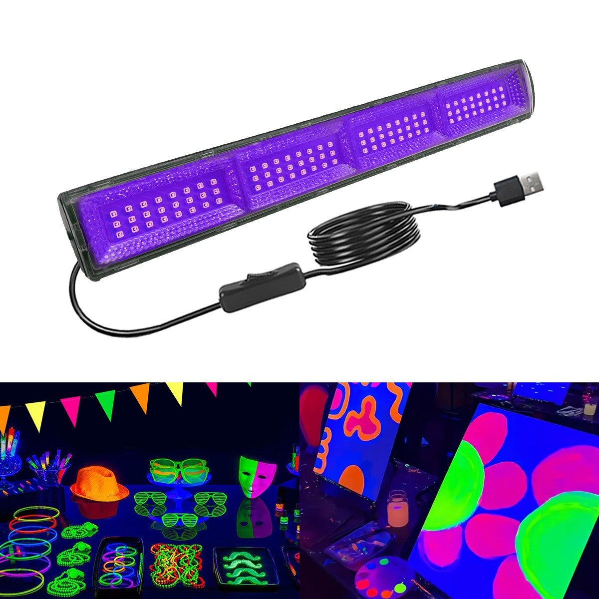 UV Black Light Lamp UV Floodlight With Magnetic LED Indoor Decor Party Atmosphere Table Lamp UV Light Halloween Party