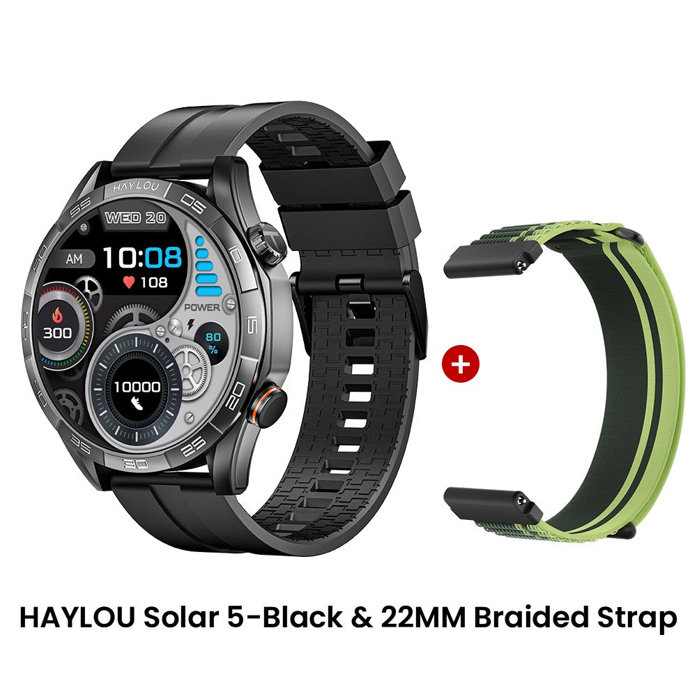 Smartwatch HAYLOU Solar 5 com Chamada de Voz, Tela AMOLED de 1,58'', 60Hz, Monitoramento de Saúde 24 Horas, Smartwatch Esportivo para Homens