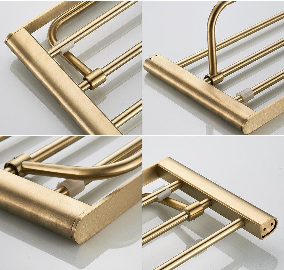 VGX Gold Bathroom Towel Holder Stainless Steel Towel Rack Folding Movable Bath Towel Bar Bathroom Hardware Accessories Grey