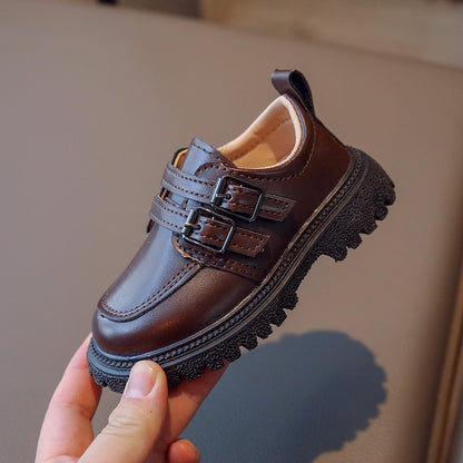 Kids Fall Leather Shoes Casual School Boys Girls Single Shoe Size 21-30 Toddler black brown round toe casual shoes for kids