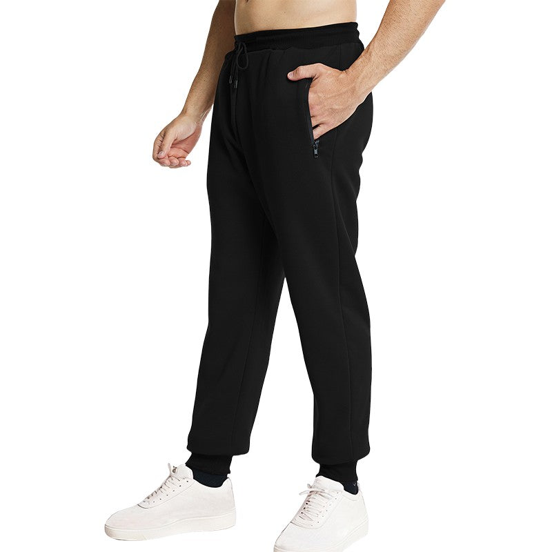Novas Calças de Moletom Masculinas com Zíper Lateral Bolsos Jogger Calças de Treino Elástico Cintura Esporte Casual Calças Larga Fitness Academia Roupas