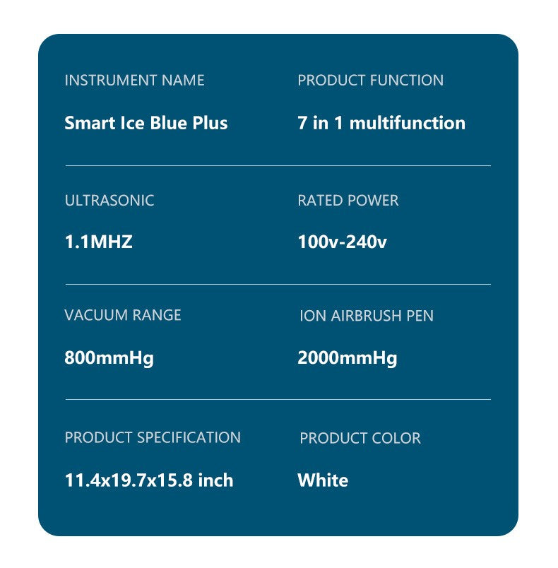 7 in 1 Smart Ice Blue Multifunctional Facial Care Instrument Facial Deep Cleansing Hydrating Microdermabrasion Machine