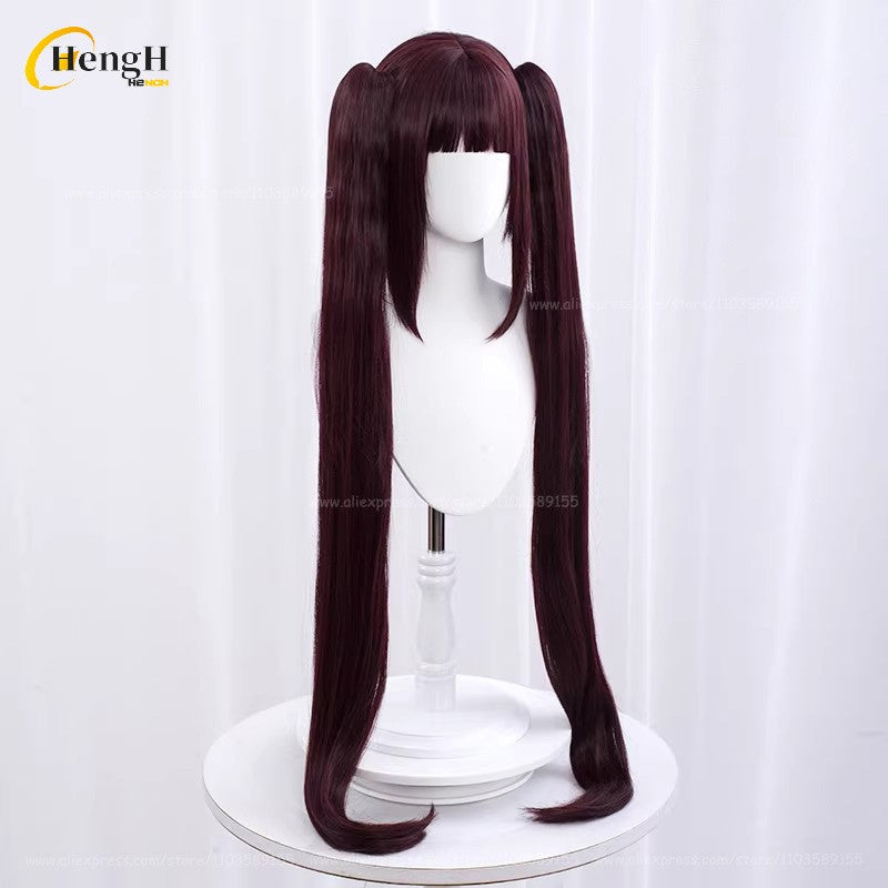 Em estoque Anime Vanilla Chocolat Chocola Cabelo Sintético Longo 100cm Perucas Cosplay Com Orelha Perucas de Festa Resistentes ao Calor + Touca de Peruca