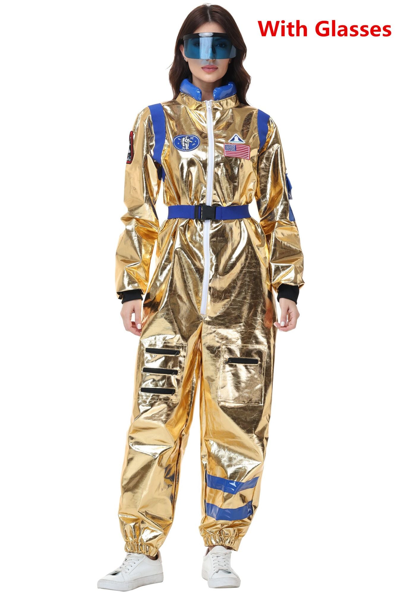 Adult Silver Astronaut Costume Men Women Spaceman Suit Space Jumpsuit Halloween Cosplay Party Dress Up