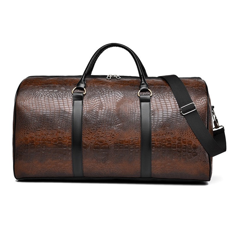 Large Capacity Travel Duffle Bag for Men PU Leather Crocodile Pattern Waterproof Sports daily casual Tote Bag women