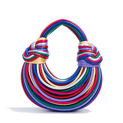 2024 New Gold Handbags for Women Luxury Designer Brand Handwoven Noodle Bags Rope Knotted Evening Clutch Underarm Dumpling Bag