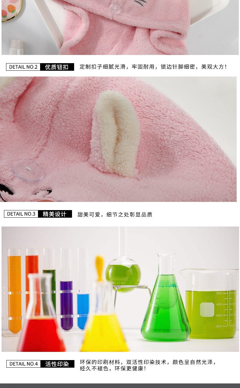 Cute Cat Hair Cap Microfiber Hair Towel Long Hair Quick Dry Hat Bath Towel Strong Water Absorbent Women Wrap Wiping Hair Towel