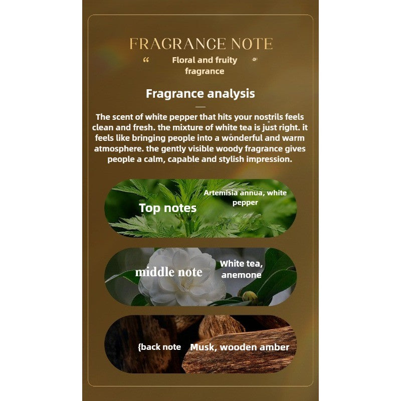Perfume Chá Branco Elegante para Mulheres 30ml – Aroma Floral Amadeirado Suave com Frescor Delicado e Atração Suave Duradoura