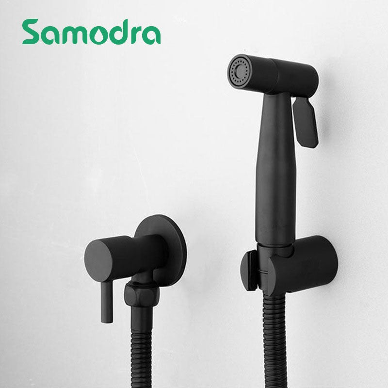 Pulverizador de bidê de banheiro portátil com válvula de latão, bidê de chuveiro de aço inoxidável, chuveiro higiênico, pulverizador de bidê de banheiro montado na parede