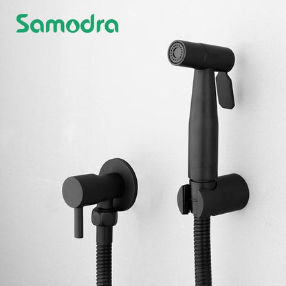 Pulverizador de bidê de banheiro portátil com válvula de latão, bidê de chuveiro de aço inoxidável, chuveiro higiênico, pulverizador de bidê de banheiro montado na parede