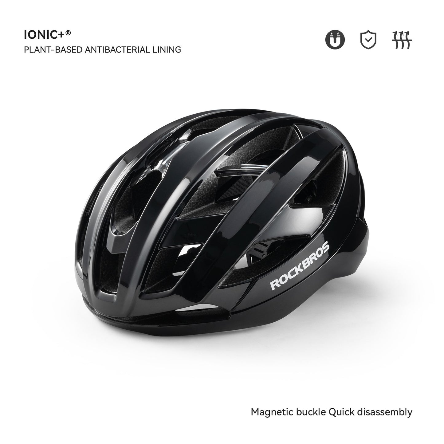 Capacete de Ciclismo ROCKBROS Leve Respirável Antibacteriano Integrado Ajustável com Fivela Magnética Capacete de Segurança