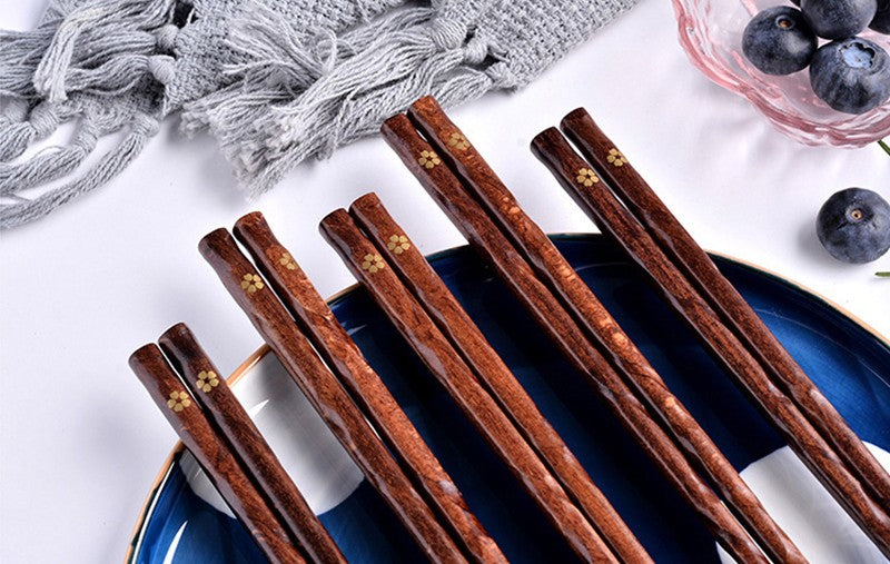 5 Pares de Hashis Japoneses para Sushi de Madeira Natural Ecológicos Reutilizáveis para Comida Coreana Chinesa