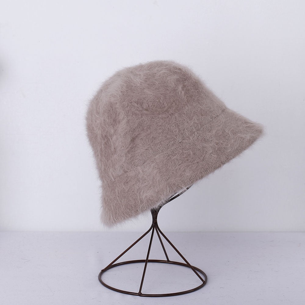 2023 new Hat winter women's fashion Solid color rabbit fur hat bucket cap  fisherman's hat  knitted wool basin Bucket Hat