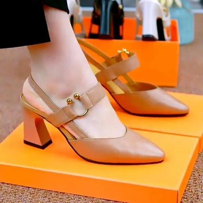 Cresfimix Sapatos Femininos De Dedo Apontado Doce Amarelo Pu Couro Deslizamento Em Salto Alto 5cm Sapatos para Festa De Escritório De Verão A9168