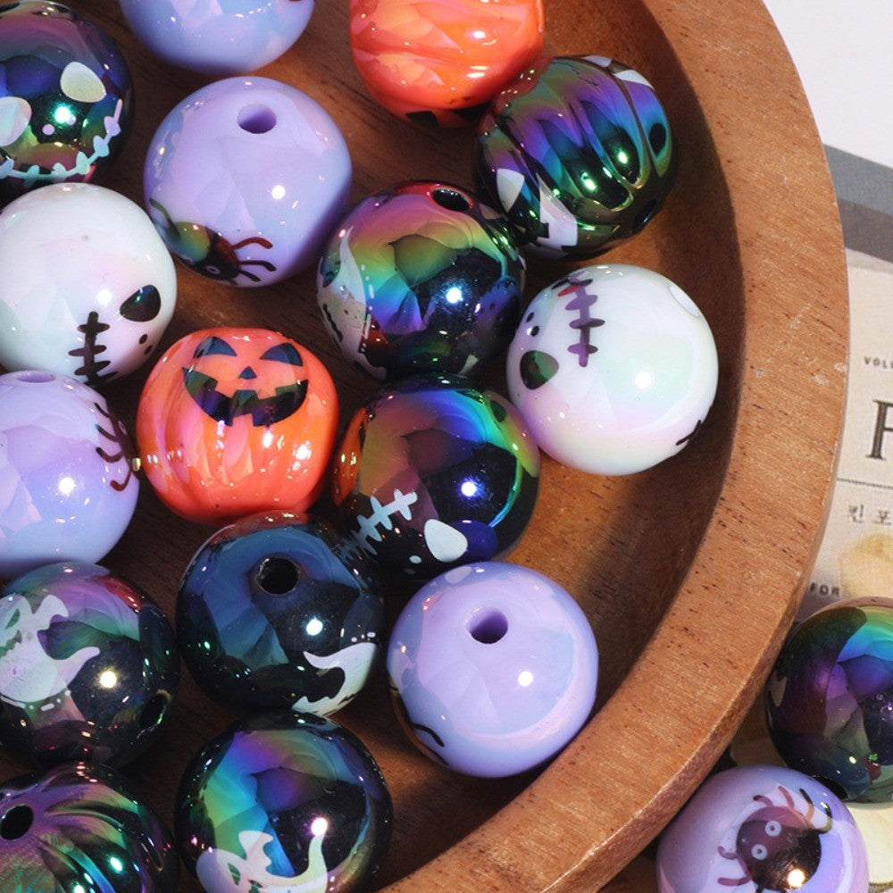 10-30PC 16mm Halloween Theme Ghost Pumpkin DIY Beads for Halloween Prank Carnival Party Decorations Party Favors Gift Bag Filler