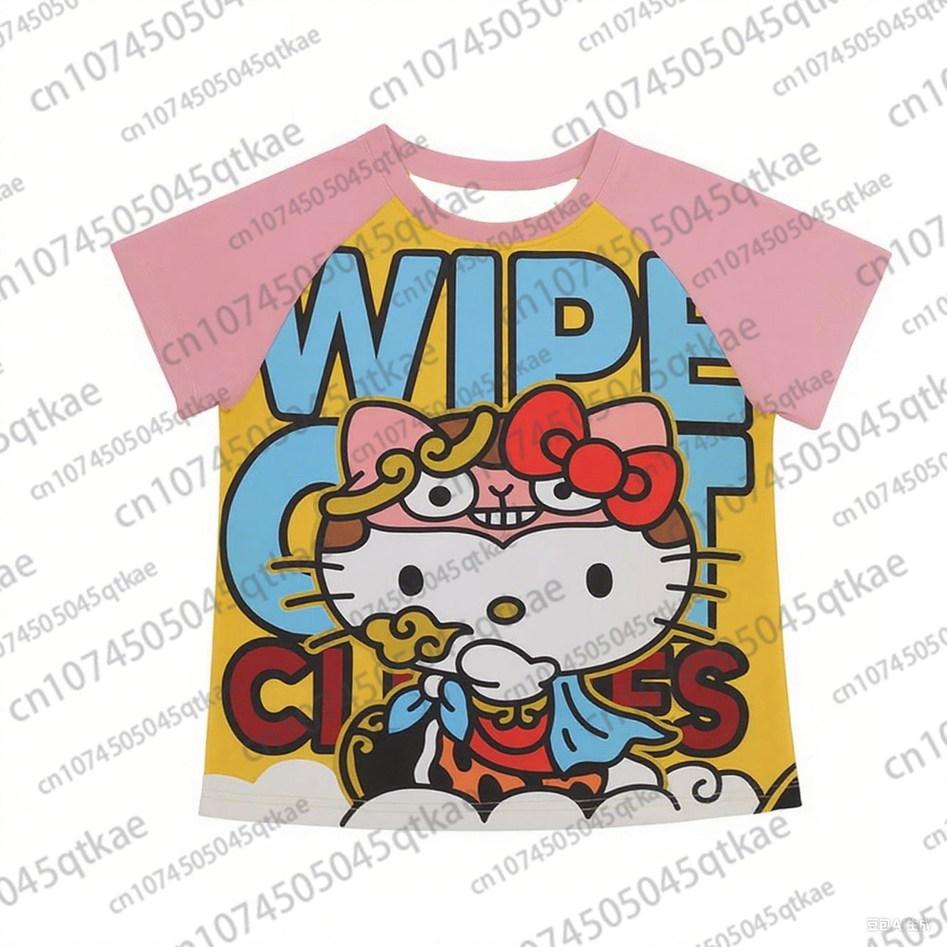 2025 New Hello Kitty T-shirt Anime Sanrio Fashion Short Tops Y2k Summer Cute Tees Cartoon Print High Street Women's Short Sleeve