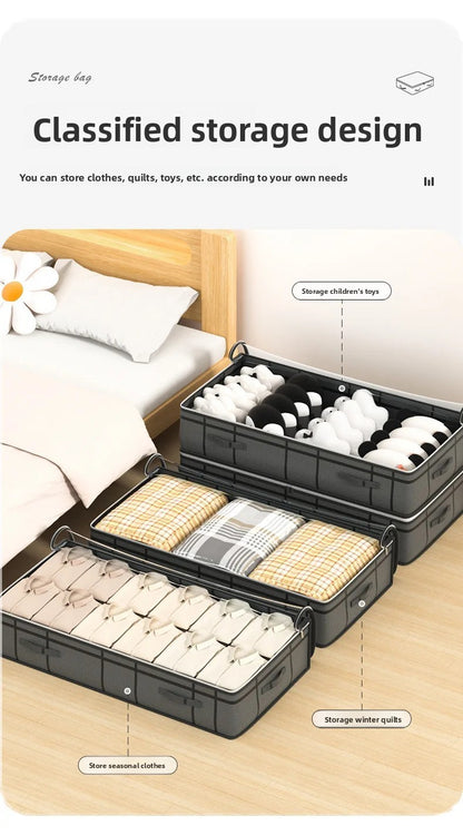 1PC Large Underbed Storage Bag - Foldable Clothes Quilt Organizer for Bedroom Dormitory, Space Saving Doggy Bag