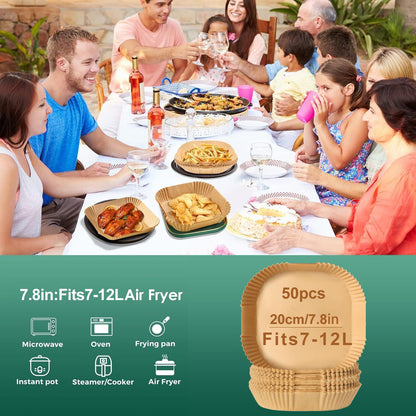 Papel Antiaderente para Fritadeira de Ar 20cm Quadrado Folhas de Papel Manteiga para Ninja AF140, COSORI, Cecotec 5,5L/6L, Tefal 4,2L Airfryer