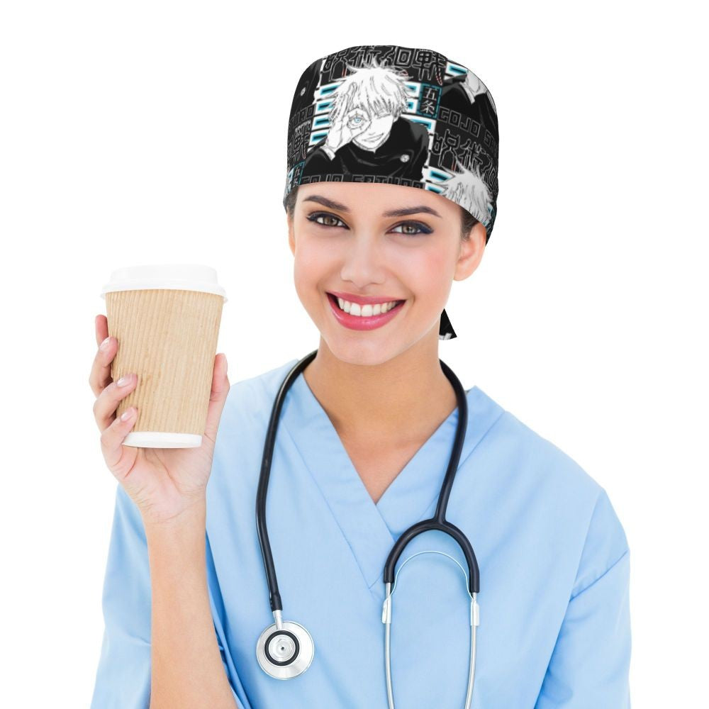 Custom S-Satorues G-Gojoes Cartoon Scrubs Cap Surgical Hats Women Men Skilled Operating Room Cap Operator Hats Lab Works Hat