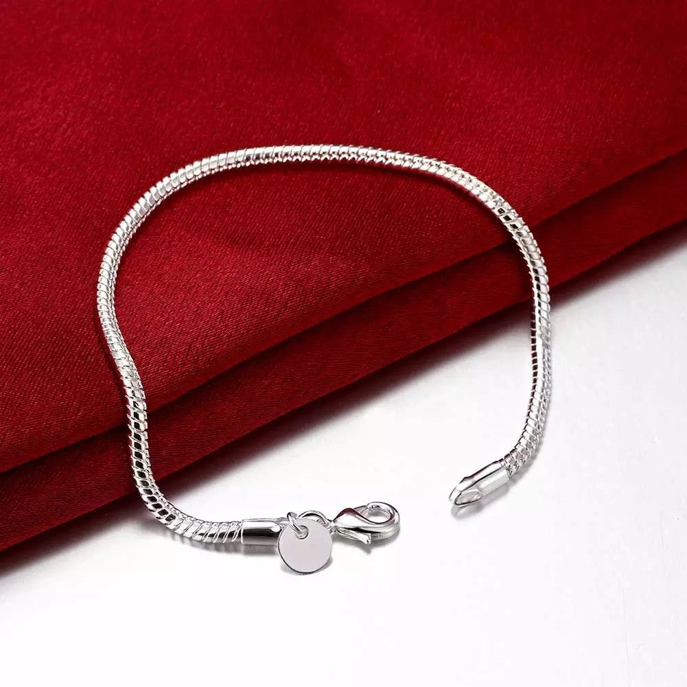 Pulseira Requintada em Prata Esterlina 925 com Corrente Sólida, Amuleto da Moda, Feminino e Masculino, Joias para Casamento, Modelos Lindos e Simples