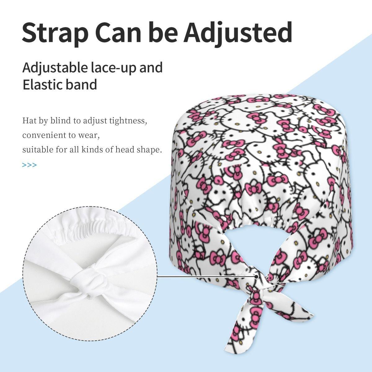 Custom Hello Kitty Medical Staff Scrubs Hat Women Men Cartoon Chara For Chef Hat Scrub Caps