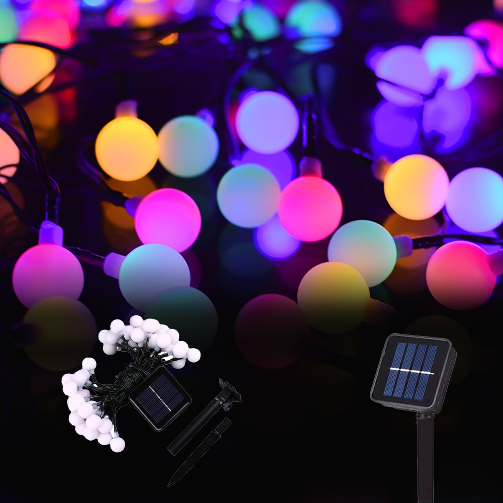 Solar String Lights Outdoor 200 LED Crystal Globe Lights Waterproof Solar Festoon Fairy Light for Garden Christmas Party Decor