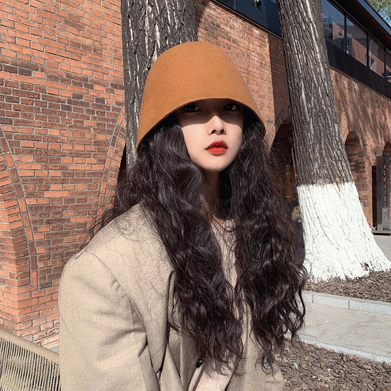 High Quality Wool Fisherman Hat Solid Color Bucket Hats Retro Bell-shaped Basin Cap For Woman Autumn Winter Warm Sun Visors Caps