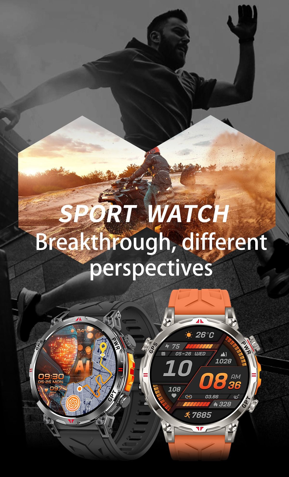 Smartwatch Militar T-Rex3 Ultra GPS 2025 Novo com GPS Integrado Bússola Altímetro Barômetro 5ATM À Prova D'água Pulseira Esportiva Masculina de 650mAh